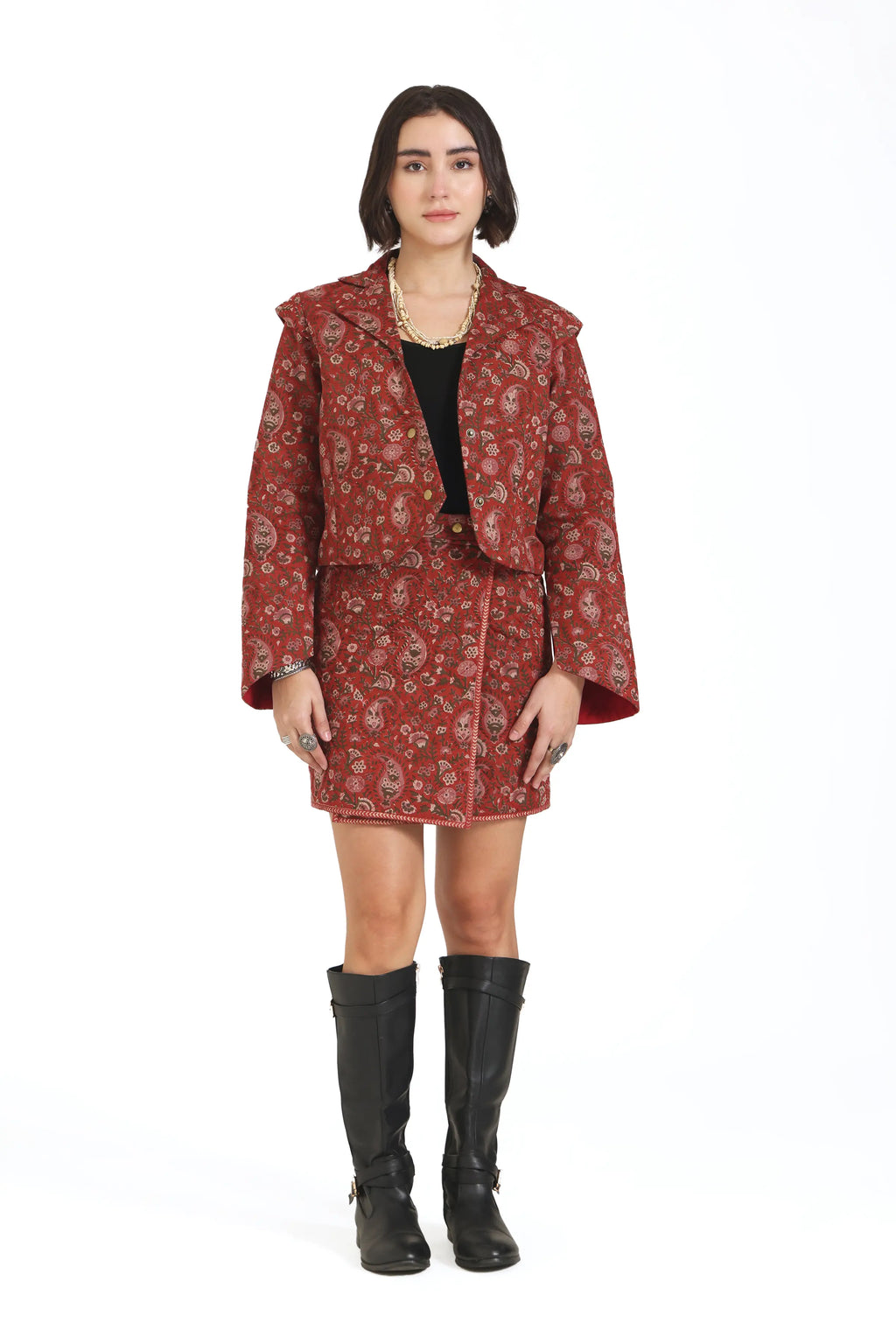 Close Enough Quilted Mini Skirt in Red